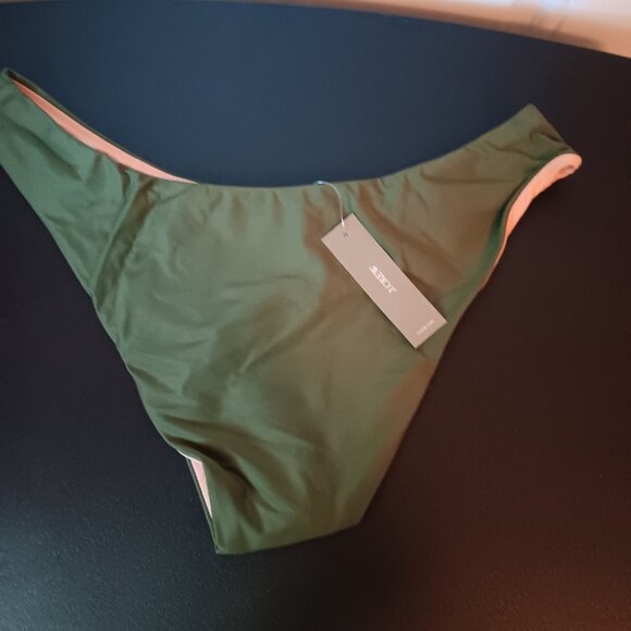 J Crew Women's Bikini Bottom Curved Waist Cheeky Fit Size Medium Green N… - Picture 2 of 4